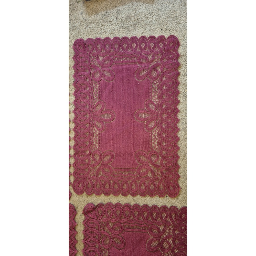 Burgundy Lace‎ Table Runner & Placemat Set – 6pc Matching Vintage Style - Picture 4 of 5